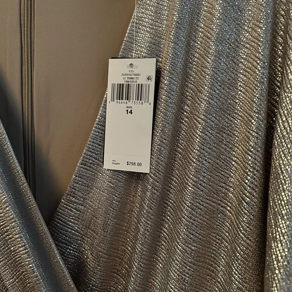 Gold Knee-Length Sheath Dress with Long Dolman Sleeves and V-Neck for Cocktail - Picture 6 of 6